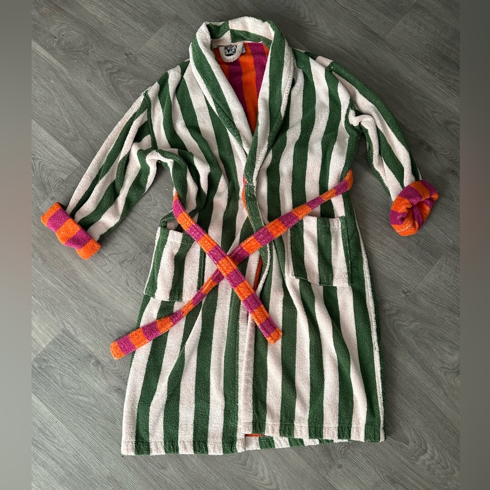 dusen dusen mixed striped bathrobe